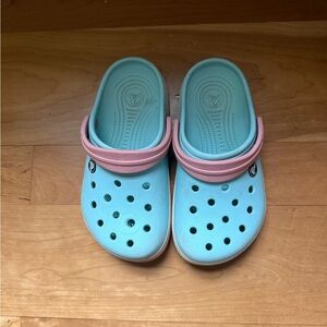 CROCS Blue and Pink Water Shoes with Adjustable Heel Strap